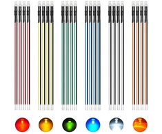 Aukenien 60 vnt. 3 mm 12 V iš anksto prijungtų skaidrių Led šviesos diodų rinkinys, 12 voltų apvalios galvutės Led diodų šviesos diodų rinkinys, 6 spalvų: balta, raudona, geltona, žalia, mėlyna, oranžinė (10