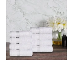 Rankšluostis Aukščiausios kokybės prabangus minkštas hotel &amp; spa rankšluosčių rinkinys iš 8 vnt., pagamintas iš ilgapluoščių šukuotinių medvilnės – balta, 40 x 76 cm kiekvienas