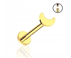 Auksinis Labret auskaras su mėnuliu, titanas 1,2/10/3
