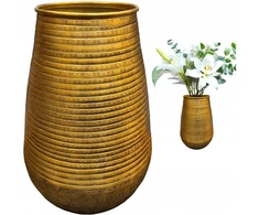 Auksinis metalinis vaza, 38cm, lofto stiliaus