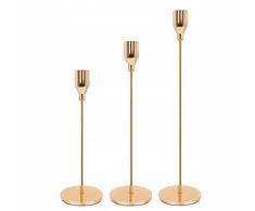 Auksinis metalinis žvakidė Glamour žvakidžių rinkinys 3 vnt
