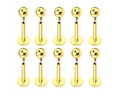 Auksinis titano labret auskaras, 10 vnt. rinkinys, 1.2/8/3 mm