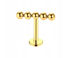 Auksinis titano labret auskaras su rutuliukais 1.2/10 mm