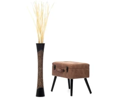 Aukšta grindų vaza 75 cm, mango medis, juoda