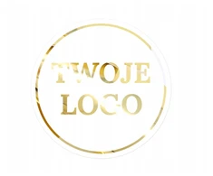 Auksuotos permatomos etiketės su Jūsų logotipu, 5 cm skersmens, 750 vnt.