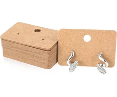 Auskarų kortelių rinkinys, 100 vnt., rudos spalvos auskarų laikiklių kortelės, 4,5 x 3,2 cm, papuošalų demonstravimo kortelės, kraft popieriaus tuščios auskarų laikiklių kortelės pardavimui, demonstravimui, mažmeninei prekybai