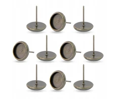 Auskarų stulpelių pagrindas, žalvaris, kabošonas 10mm, bronza, 10 vnt.