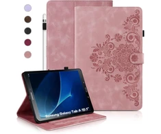 Auslbin dėklas galaxy tab a 2016 planšetiniam kompiuteriui 10.1 colio t580, retro tab a6 (2016) 10.1 /t580 apsauginiai dėklai vienspalviai, įspaustas stilius, magnetinės sagtys, stovo funkcija, rožinis
