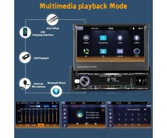 Automagnetola Hikity automobilinis radijas 1din belaidis carplay su ištraukiamu 7 colių ekranu automobilinis radijas 1din su android car bluetooth laisvų rankų įranga fm aux tf usb swc veidrodinis atspindys atbulinės eigos kamera