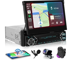 Automagnetola Hikity dab/dab+ automatinis automobilinis radijas 1din belaidis carplay android auto su ekranu išplečiamas 7 colių automobilinis radijas 1din su bluetooth fm aux usb mirror link mic vairo valdymu atbulinės eigos kamera