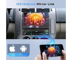 Automagnetola Automobilinis 1 din radijas su bluetooth laisvų rankų įranga, ios/android mirror link, 7 colių rankiniu būdu ištraukiamas ekranas, automobilinis radijas su bluetooth fm radijas/usb/aux/eq/type c vairo valdymu + atbulinės eigos kamera