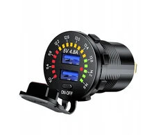 Automobilinis įkroviklis 2x Usb 4.8a voltmetras matuoklis
