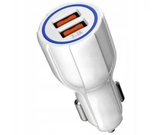Automobilinis įkroviklis 2xusb 3.1a Quick Qc3.0 baltas