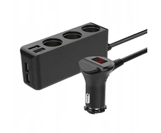 Automobilinis įkroviklis 4xusb, 3 lizdai, 120w, Pd