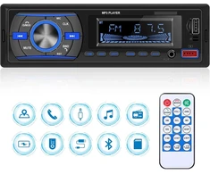 Automagnetola Automobilinis radijas 1 din bluetooth automobilinis radijas su bluetooth laisvų rankų įranga fm radijas / usb / tf / aux in / rca / 40 eq / programėlė, nustatanti automobilį / 7 spalvų mp3 grotuvas su nuotolinio valdymo pultu stereo automobilinis radijo i