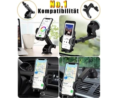 Automobilinis telefono laikiklis 3in1 su siurbtuku ir ventiliacijos tvirtinimu