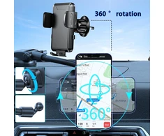 Automobilinis telefono laikiklis prie ventiliacijos grotelių, 360° sukamas