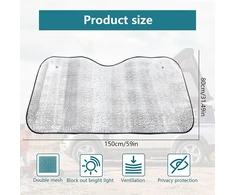 Automobilio priekinio stiklo apsauga nuo saulės 150 x 80 cm, vidaus, priekinio stiklo uždangalas, skydelis nuo saulės priekyje, priekinis stiklas vasarai, lipnus, apsauga nuo uv spindulių ir karščio, brezentas, sulankstomas
