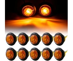 Autoxbert 10 vnt. 3/4 colio led šoniniai gabaritiniai žibintai 12 v 24 v šoniniai gabaritiniai žibintai poziciniai žibintai apvalūs geltoni gabaritiniai žibintai sunkvežimių priekaboms furgonams kemperiams sunkvežimiams nameliams ant ratų