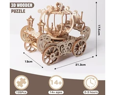 Dėlionė Auveach 3d medinis galvosūkis suaugusiems, 126 dalių medinis galvosūkis su muzikos dėžute, modelių gamybos rinkinys, „pasidaryk pats“ automobilio modelio rinkinys, amatų rinkiniai, festivalio dekoracija, Kalėdų diena, dovanos, karietos