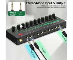 Aveek 10 kanalų mini stereo garso mikšeris, mažo triukšmo, skirtas tiksliam submaišymui, 1/4 colio Trs įvestis/išvestis, idealus Mikrofonams/pc/gitaroms/bosas/scenai