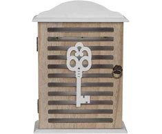 Avilia ruda ir balta retro stiliaus raktų spintelė su rakto dekoracija 6 x 19 x 28.5 cm