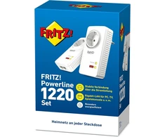 Avm Fritz! Powerline 1220e Set (1200 Mbps, 2x Gigabit Lan per adapterį, idealus Nas aplikacijoms ir Hd transliacijai, vokiečių kalbos versija, baltas)