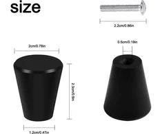 Avodova 12 juodos spalvos spintelių rankenėlių rinkinys, 20 mm stalčių rankenėlės, metalinės stalčių rankenos, baldų rankenėlė, kūgio formos stalčiaus rankenėlė, matinė baldų rankenėlė, tvirta skirta vartams, stalčiui, baldams, virtuvei