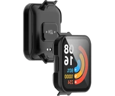 Awaduo pilnos apsaugos pc dėklas išmaniajam laikrodžiui su grūdinto stiklo ekrano apsauga, skirtas redmi mi watch 2 lite, minkštas ir patvarus, juodas