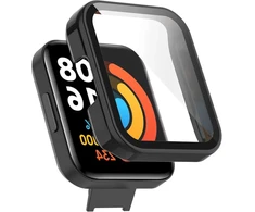 Awaduo pilnos apsaugos pc dėklas išmaniajam laikrodžiui su grūdinto stiklo ekrano apsauga, skirtas redmi mi watch 2 lite, minkštas ir patvarus, juodas