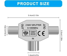 Axfee 2-krypčių Tv antenos skirstytuvas, 1 moteriškas į 2 vyriškus