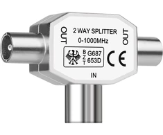 Axfee 2-krypčių Tv antenos skirstytuvas, 1 moteriškas į 2 vyriškus