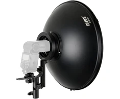 Ayex beauty dish šviesos formavimo įrankis 42 cm sidabrinis su sistemos blykstės laikikliu L formos, su korio priedu ir difuzoriumi