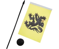 Az flag flamandrijos stalo vėliavėlė 5'' x 8'' - belgija - flamandų stalo vėliavėlė 21 x 14 cm - juodas plastikinis kotelis ir pagrindas
