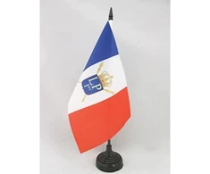 Az Flag Louis-philippe I of France 1830-1848 stalo vėliavėlė 5'' x 8'' - Prancūzijos karalystės stalo vėliavėlė 21 x 14 cm - juodas plastikinis kotelis ir pagrindas