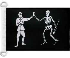 Az flag - pirato vėliava bart robert - 45 x 30 cm - naudojimui lauke - pirato kaukolės vėliava, pagaminta iš poliesterio su plastikiniais žiedais
