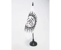 Az flag society of jesus stalo vėliavėlė 5'' x 5'' - jezuitų stalo vėliavėlė 15 x 15 cm - juodas plastikinis kotas ir pagrindas
