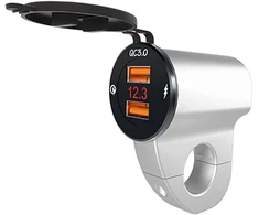 Baceyong atsparus vandeniui 12v motociklo Qc3.0 dvigubas Usb įkrovimo prievado maitinimo adapteris su skaitmeniniu voltmetru išmaniesiems telefonams, planšetiniams kompiuteriams ir Gps