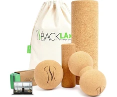 Backlaxx® kamštinis volelių rinkinys, idealus fascijai, nugarai ir stuburui, be kenksmingų medžiagų, įskaitant naudojimo vaizdo įrašus