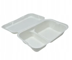 Bagasse meniu dėžutės pietų konteineriai eko 2-skyrių 230x158x46mm - 50 vnt.