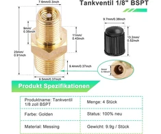 Bako vožtuvas 1/8 colio bspt lengvo kompresoriaus vožtuvai 4 vnt. bako pildymo vožtuvas oro kompresoriaus vožtuvas žalvarinis padangų oro kompresoriaus automobilio vožtuvas bako pildymo vožtuvai bandymo vožtuvas padangų vožtuvas ratlankių vožtuvai