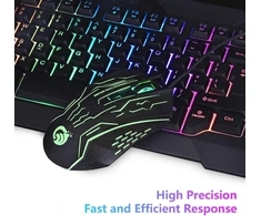 Bakth žaidimų klaviatūros ir pelės rinkinys, led apšvietimas qwertz de išdėstymas, vaivorykštės spalvos, apšviesta usb vandeniui atspari klaviatūra ir pelė su 3600 dpi profesionaliems pc žaidėjams