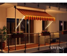 Balkoninė terasinė prispaudžiama markizė su led 250cm juodai/oranžiniai dryžiai