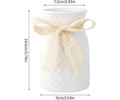 Balta keraminė vaza 15 cm, moderni dekoratyvinė