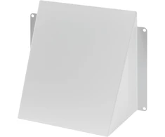 Baltas cinkuoto plieno ventiliacijos dangtelis 150x150mm su apsauga nuo lietaus