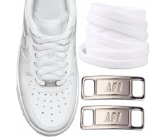 Balti raišteliai 140 cm ir sidabrinės sagtys Nike Air Force 1 Af1 batams