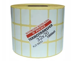 Baltos Termo Transfero Etiketės 32x20 mm, 1000 vnt.