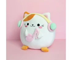 Balvi pūkuota kawaii melody balto katino pagalvėlė su minkštomis ir puriomis nailoninėmis ausinėmis