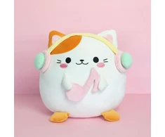 Balvi pūkuota kawaii melody balto katino pagalvėlė su minkštomis ir puriomis nailoninėmis ausinėmis