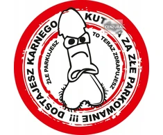 Baudos už blogą parkavimą lipdukai sunkiai nuplėšiami Karny Kutaś ratas 7cm x500